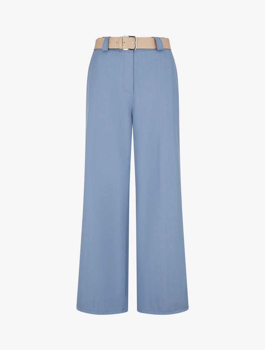 Broek met iriserende krijtstrepen - Blauw