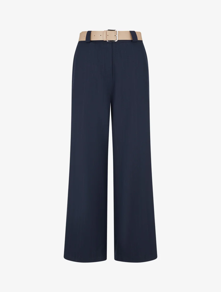 Broek met iriserende krijtstrepen - Marine