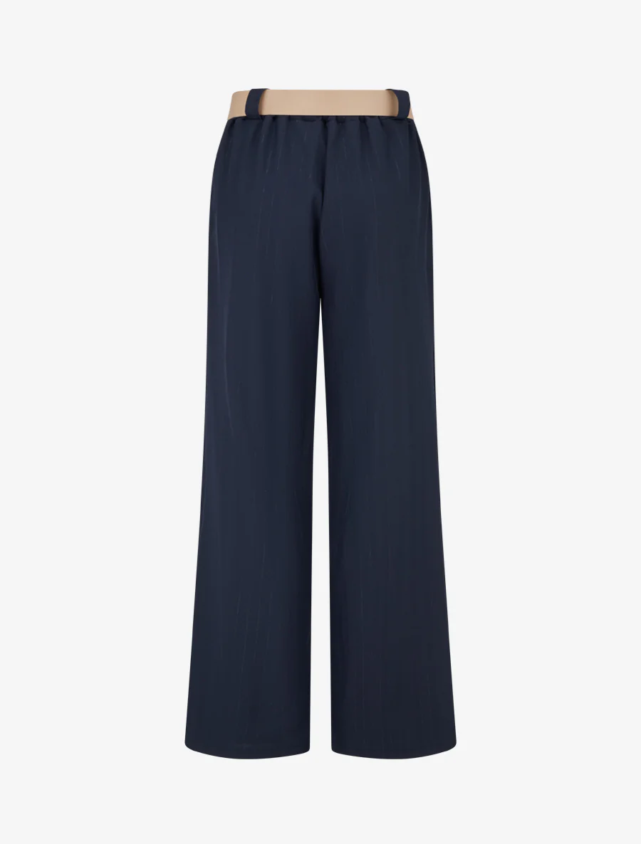 Broek met iriserende krijtstrepen - Marine - Image 2