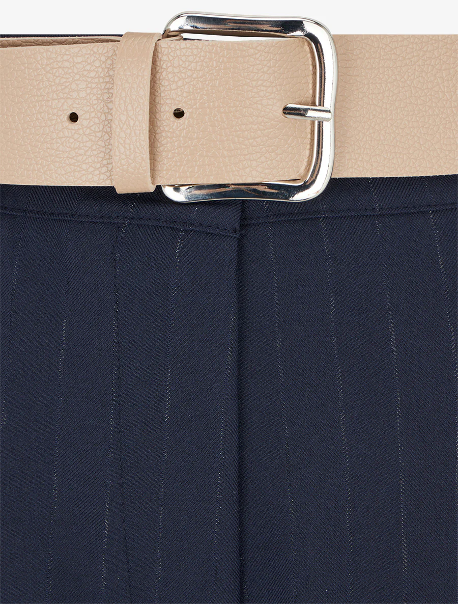 Broek met iriserende krijtstrepen - Marine - Image 3