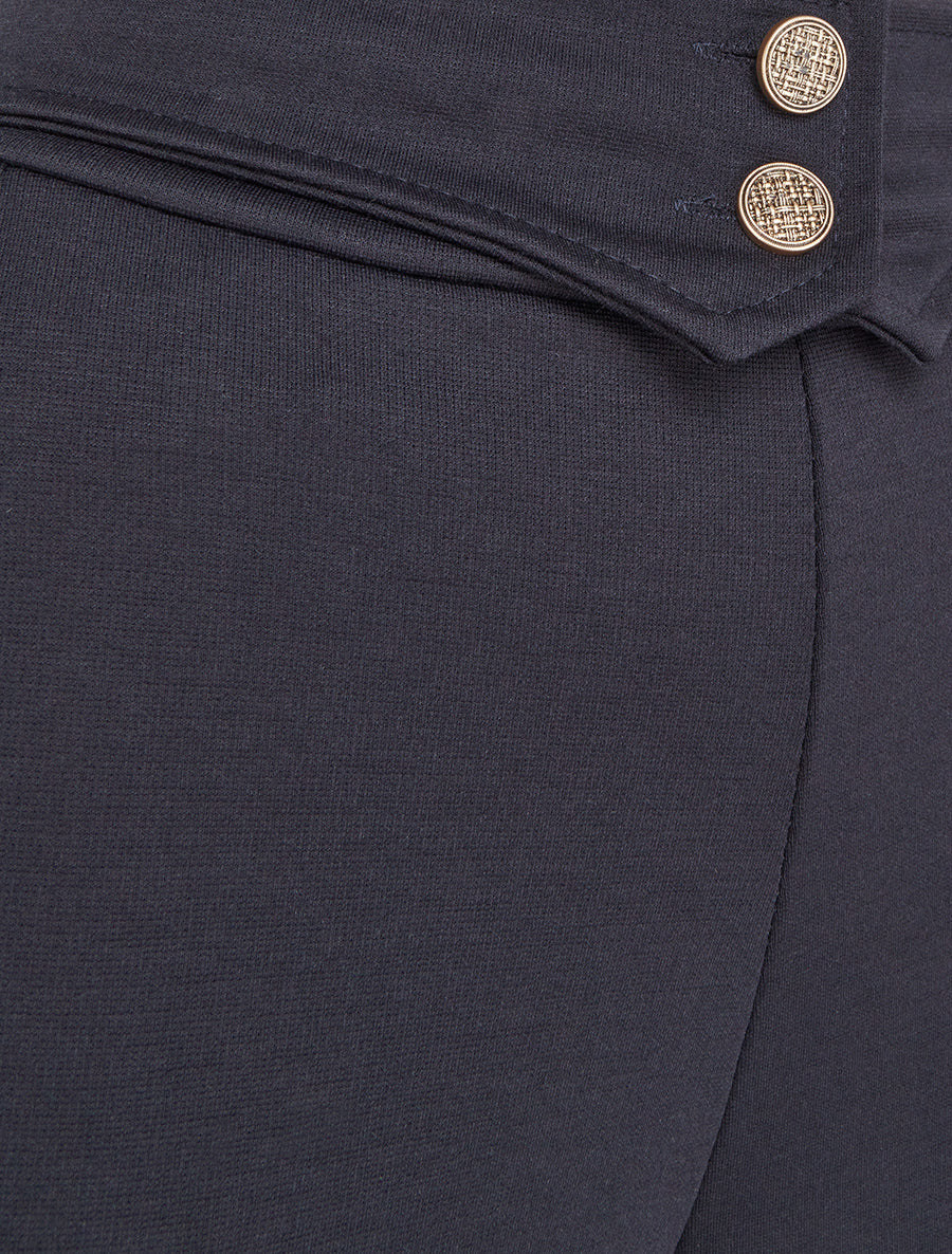 Broek met knoopsluiting aan de zijkant. - Nachtblauw - Image 3