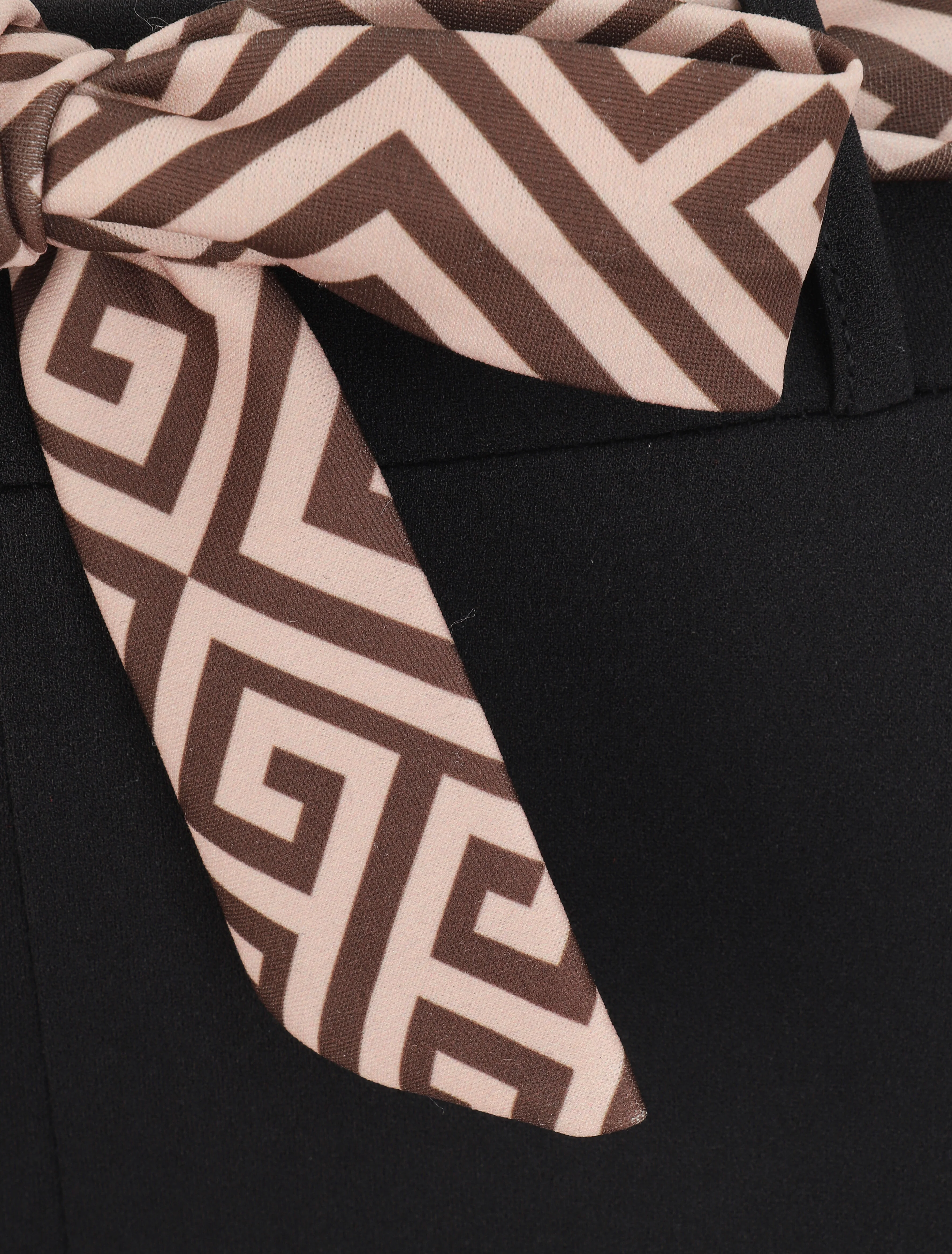 Broek met omgeslagen randen en geometrische print - Beige - Image 3