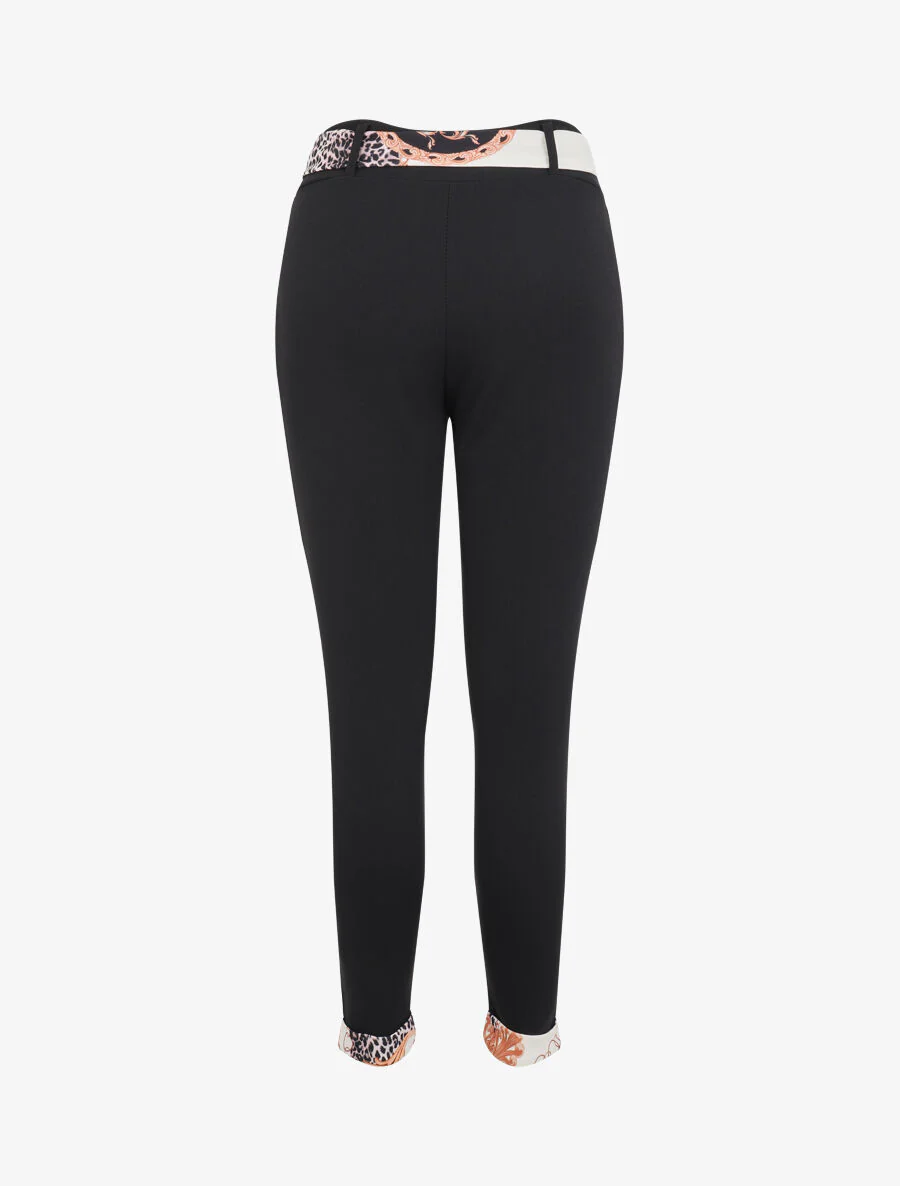 Broek met omgeslagen randen met sjaalprint - Wit - Image 2