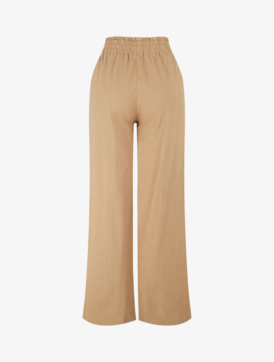 Broek met stretch in linnenlook - Kameel - Image 2