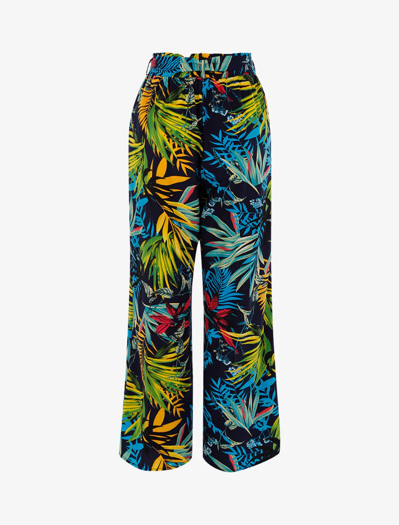 Broek met tropische print - marine/geel - Image 2