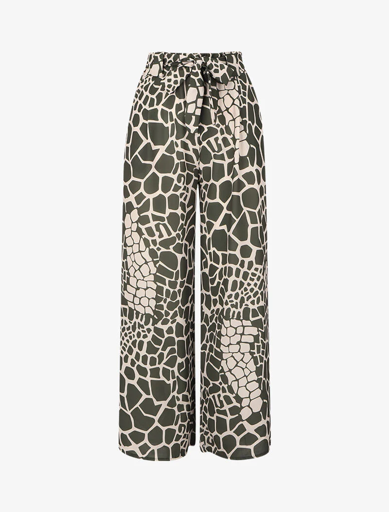 Culotte rok met giraffeprint - Kaki