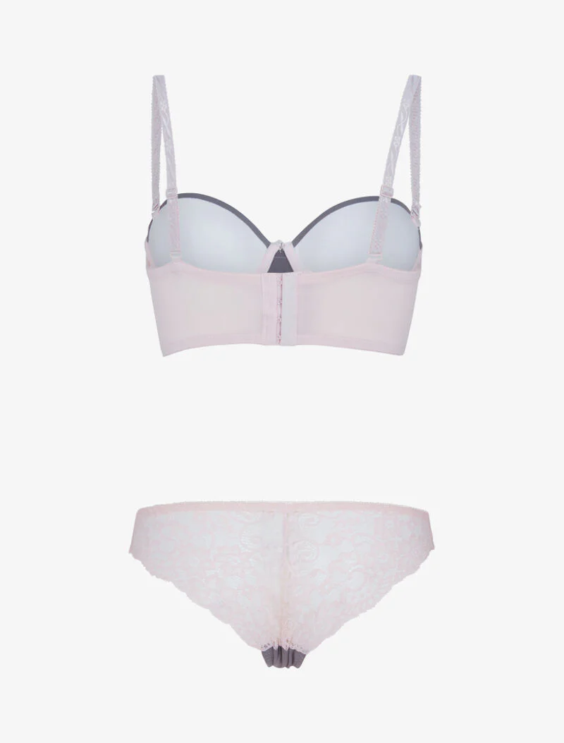 Bustier set met kanten details - donkergrijs/poederroze - Image 2
