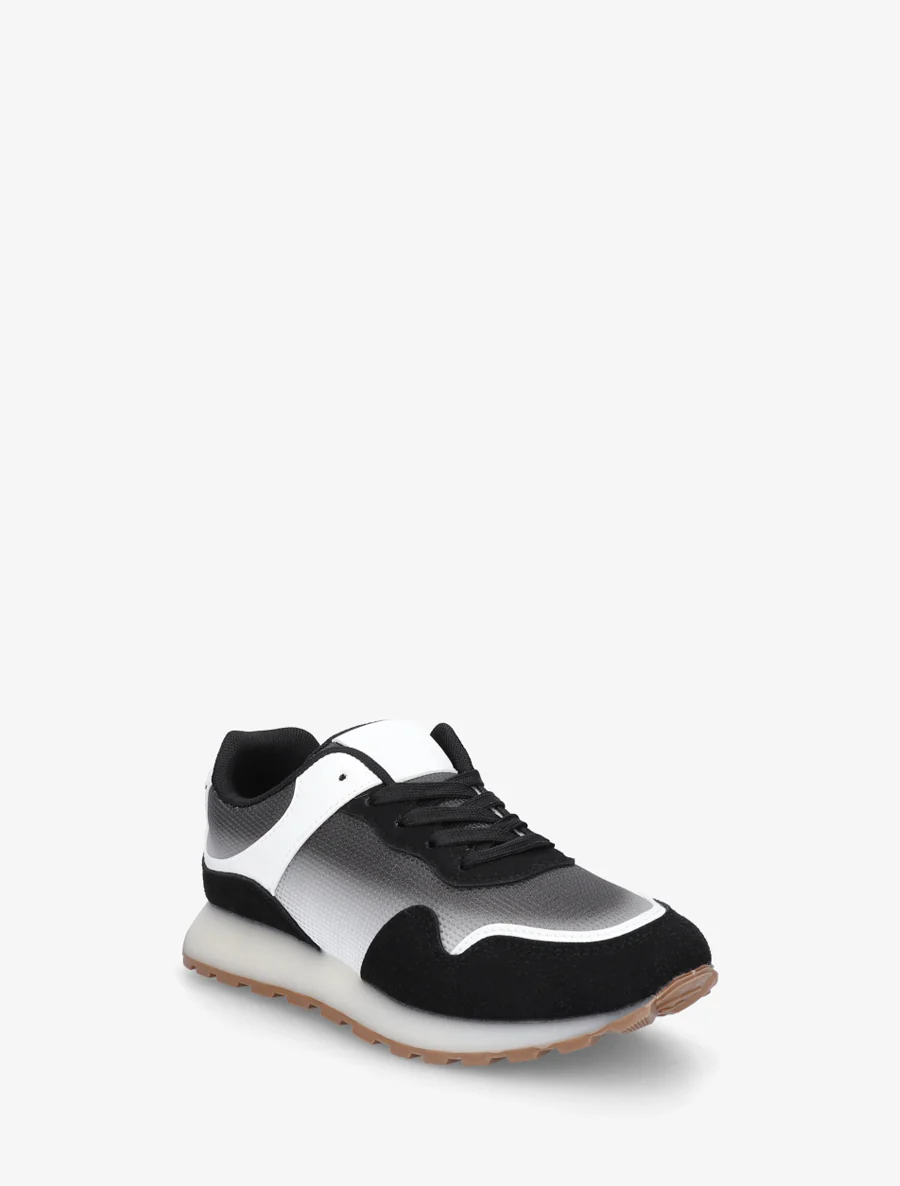 Canvas en suède sneakers met een rubberen zool. - Zwart - Image 2