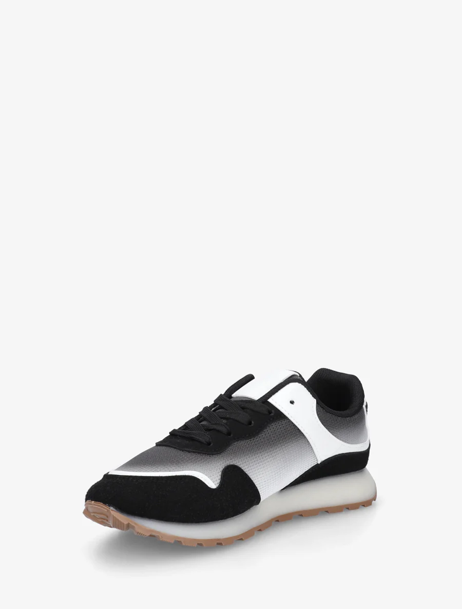 Canvas en suède sneakers met een rubberen zool. - Zwart - Image 3