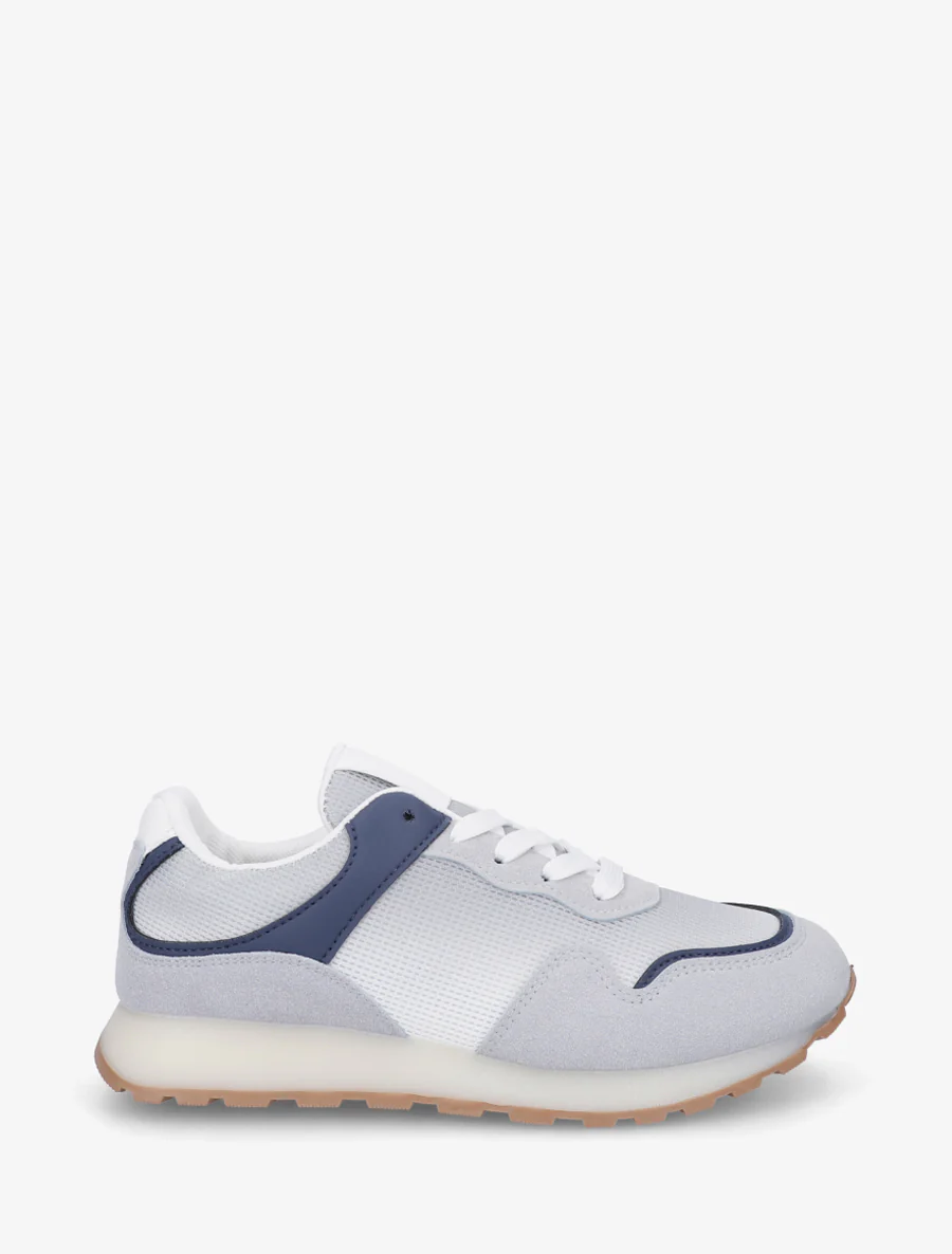 Canvas en suède sneakers met een rubberen zool. - Marine/grijs