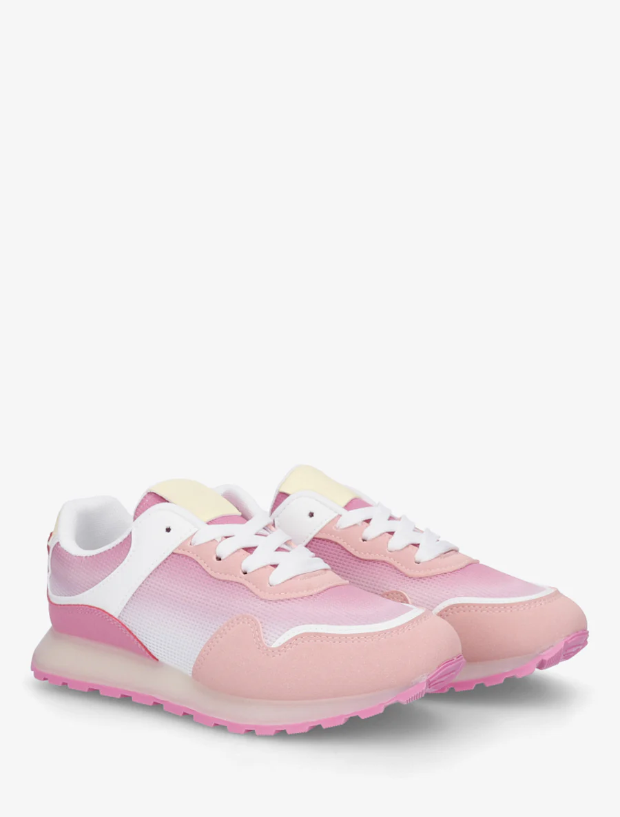 Canvas en suède sneakers met een rubberen zool. - Roos - Image 4