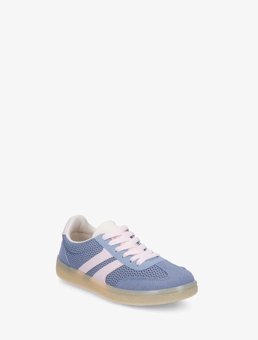 Canvas en suède sneakers - Lichtblauw - Image 2