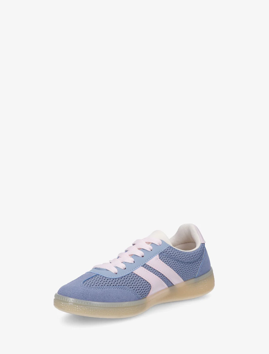 Canvas en suède sneakers - Lichtblauw - Image 3