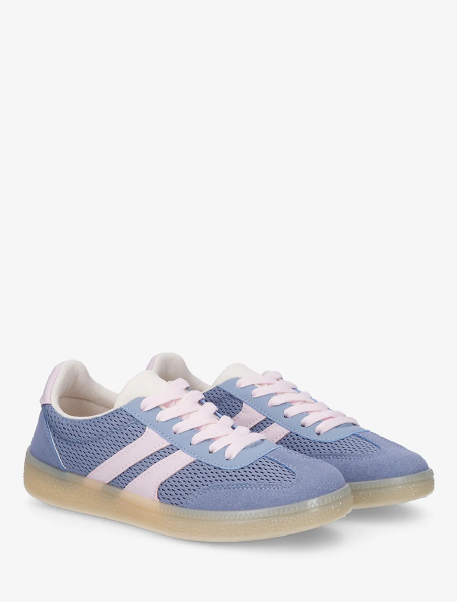 Canvas en suède sneakers - Lichtblauw - Image 4