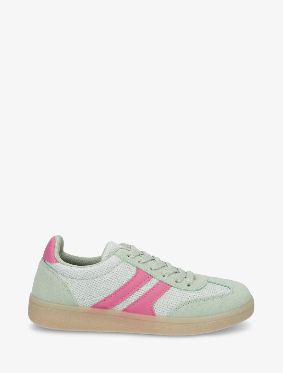 Canvas en suède sneakers - Amandelgroen
