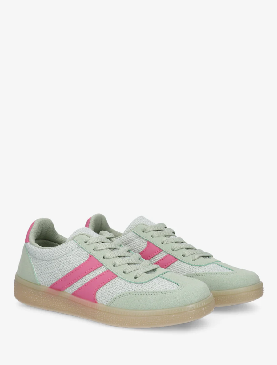 Canvas en suède sneakers - Amandelgroen - Image 4