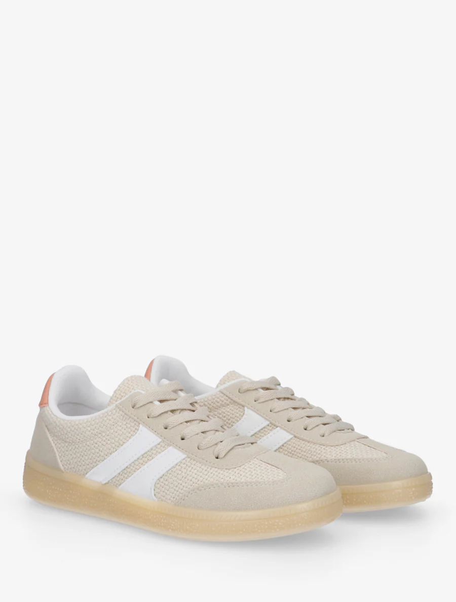 Canvas en suède sneakers - Beige - Image 4