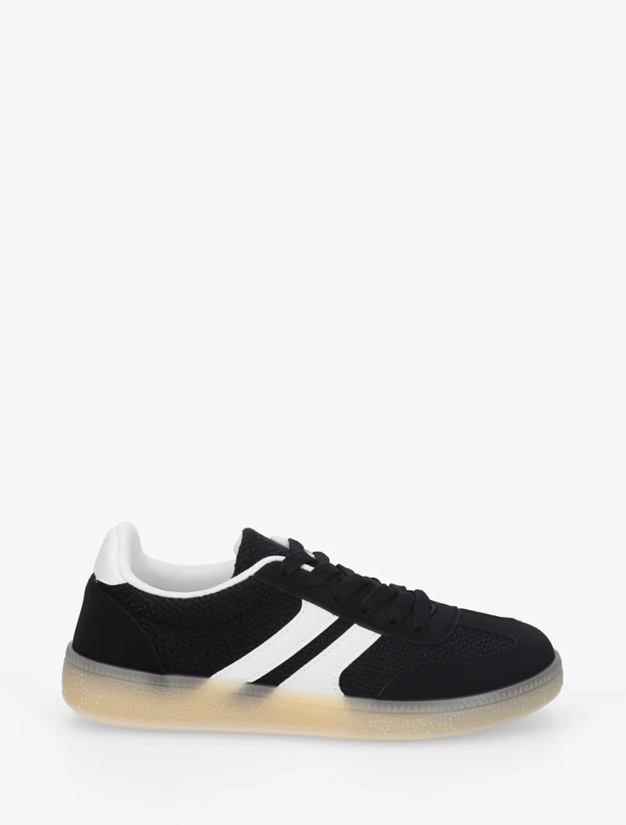 Canvas en suède sneakers - Zwart