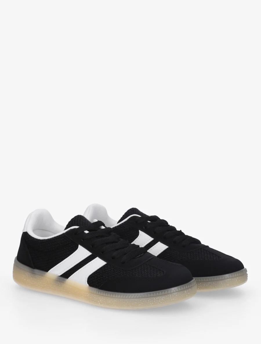 Canvas en suède sneakers - Zwart - Image 4