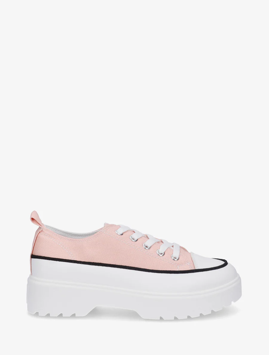 Canvas sneakers met plateauzool - Roos