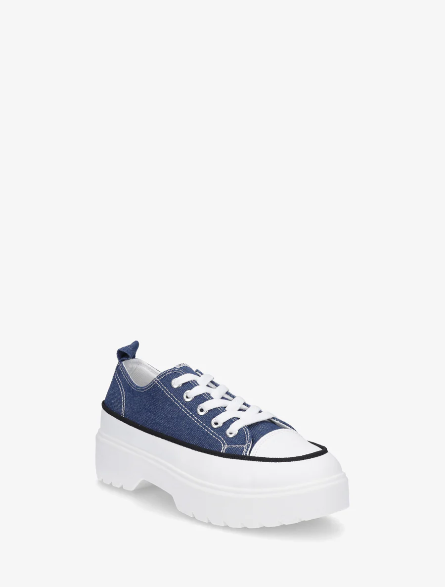 Canvas sneakers met plateauzool - Blauw - Image 2