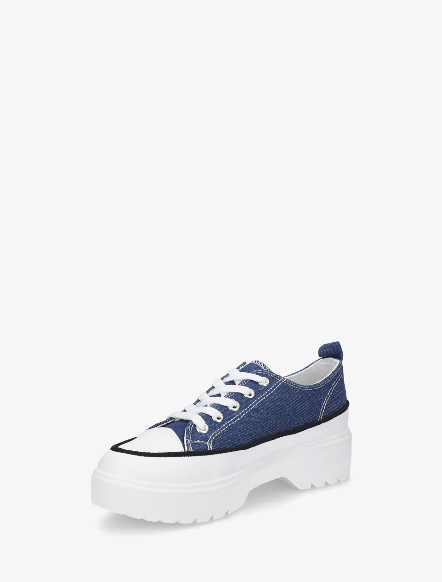 Canvas sneakers met plateauzool - Blauw - Image 3