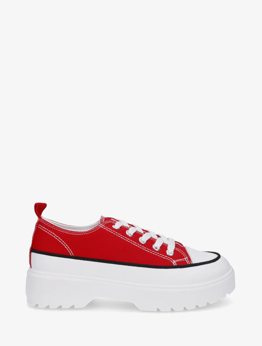 Canvas sneakers met plateauzool - Rood