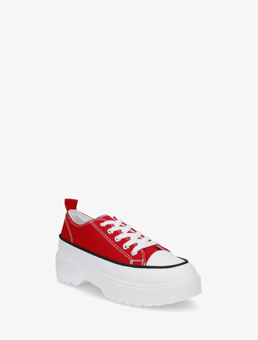 Canvas sneakers met plateauzool - Rood - Image 2