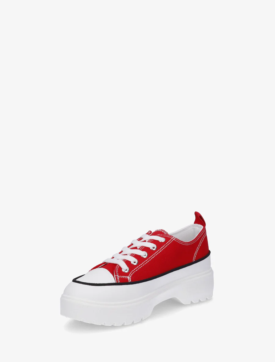 Canvas sneakers met plateauzool - Rood - Image 3
