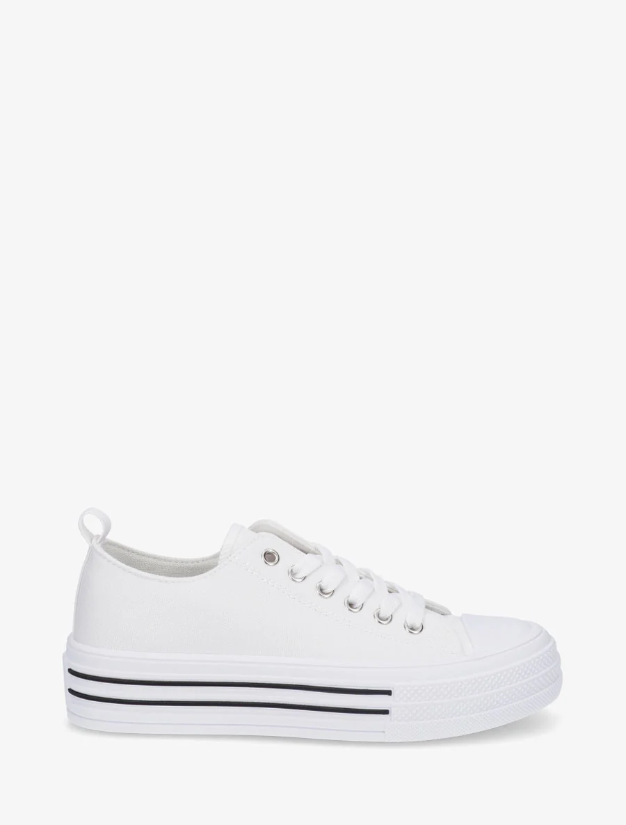 Canvas tennisschoenen met rubberen zool - Wit