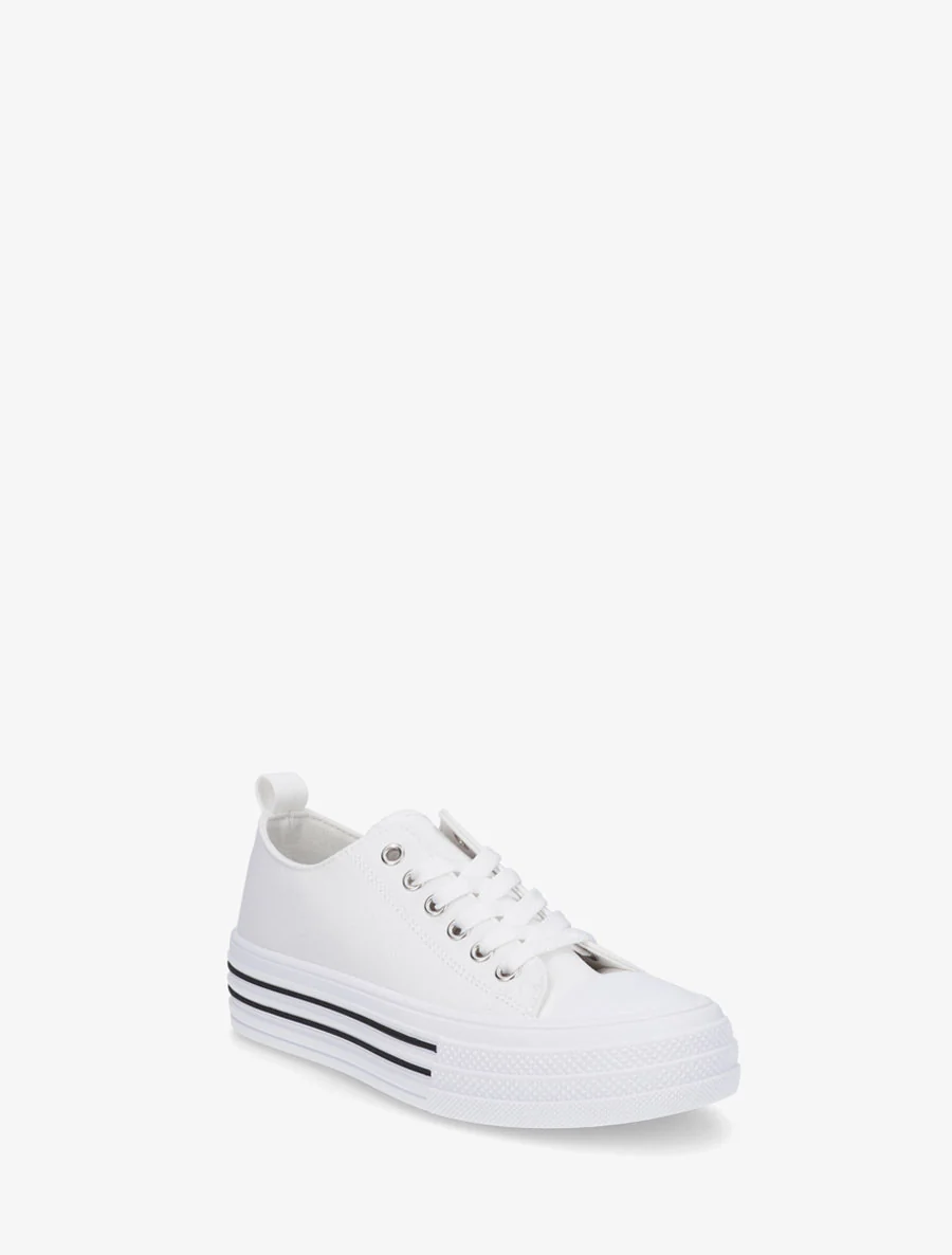 Canvas tennisschoenen met rubberen zool - Wit - Image 2