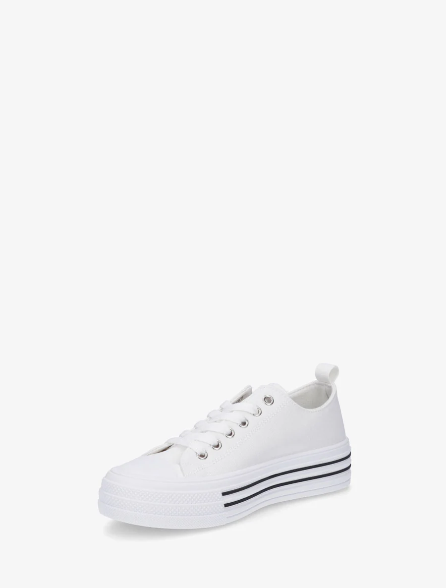 Canvas tennisschoenen met rubberen zool - Wit - Image 3