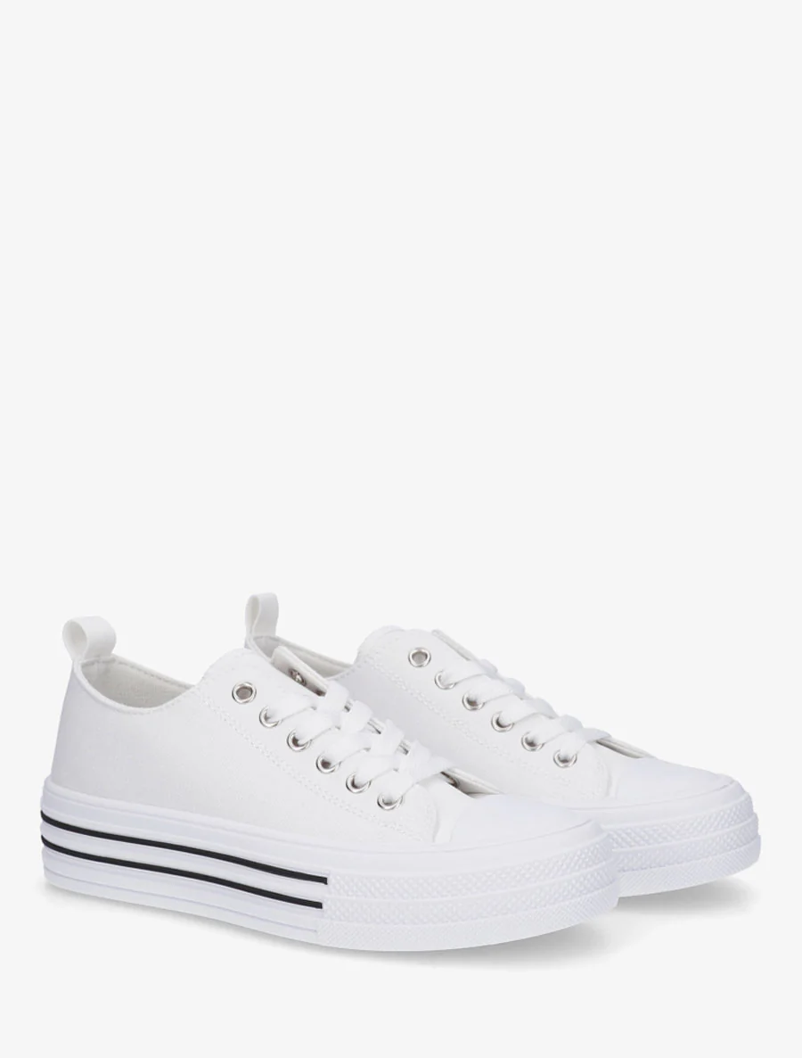 Canvas tennisschoenen met rubberen zool - Wit - Image 4