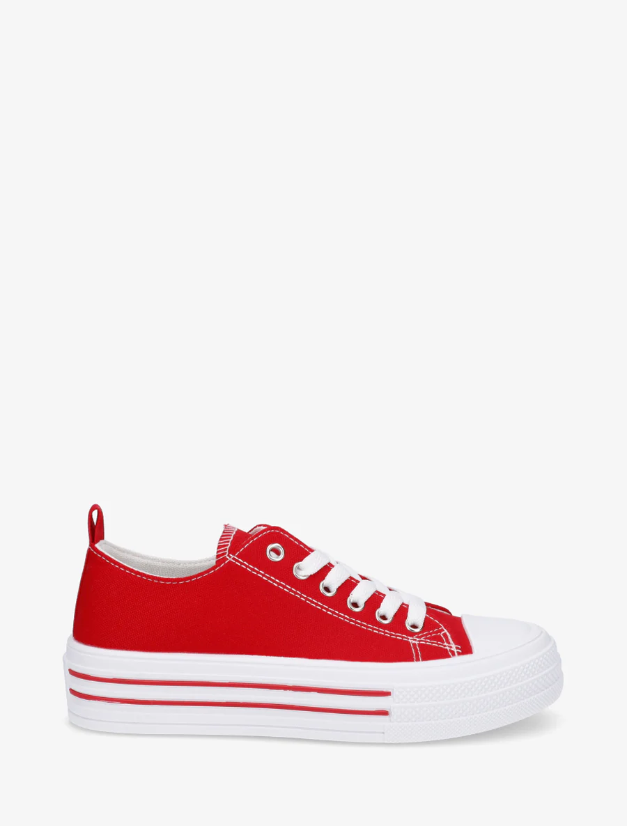 Canvas tennisschoenen met rubberen zool - Rood