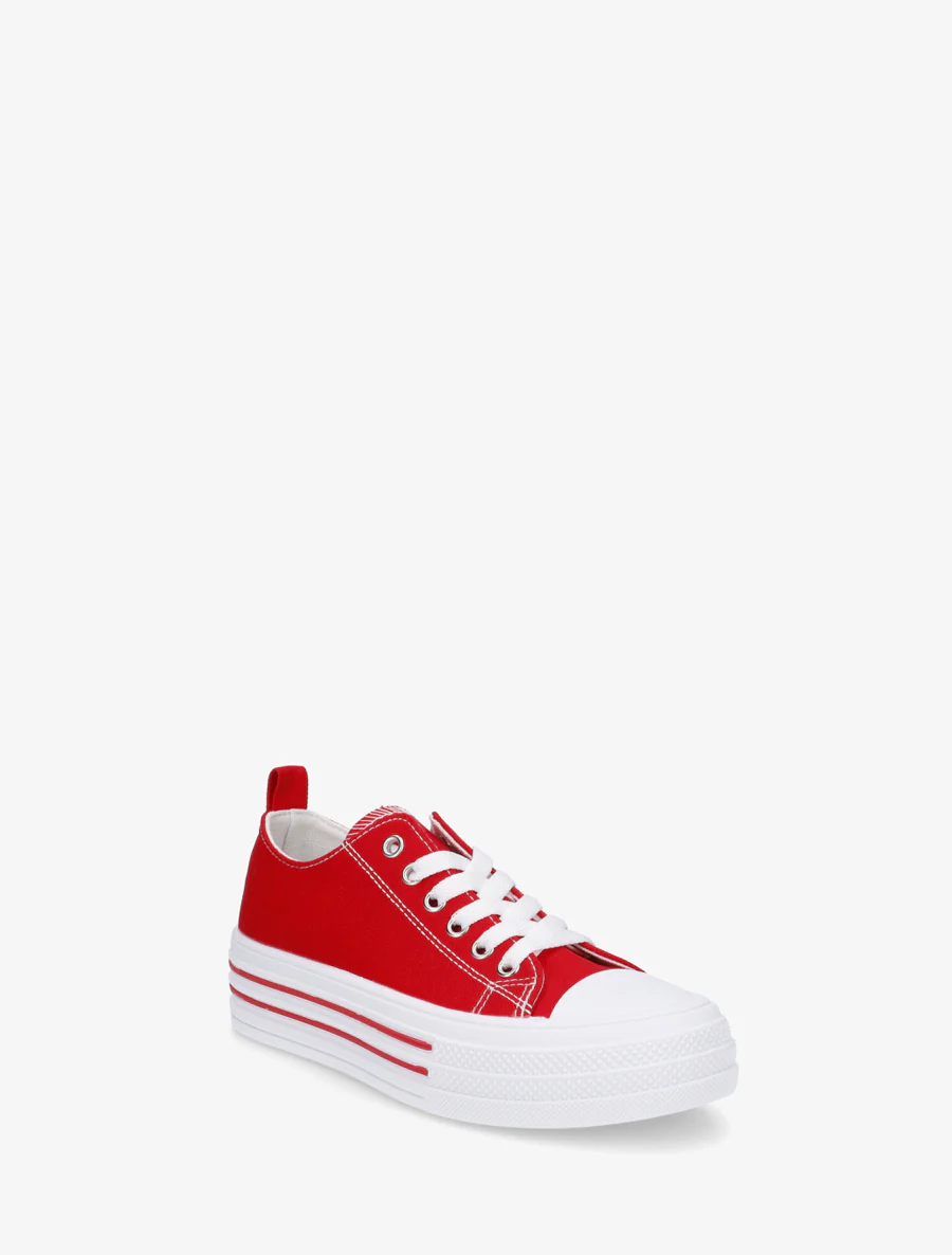 Canvas tennisschoenen met rubberen zool - Rood - Image 2