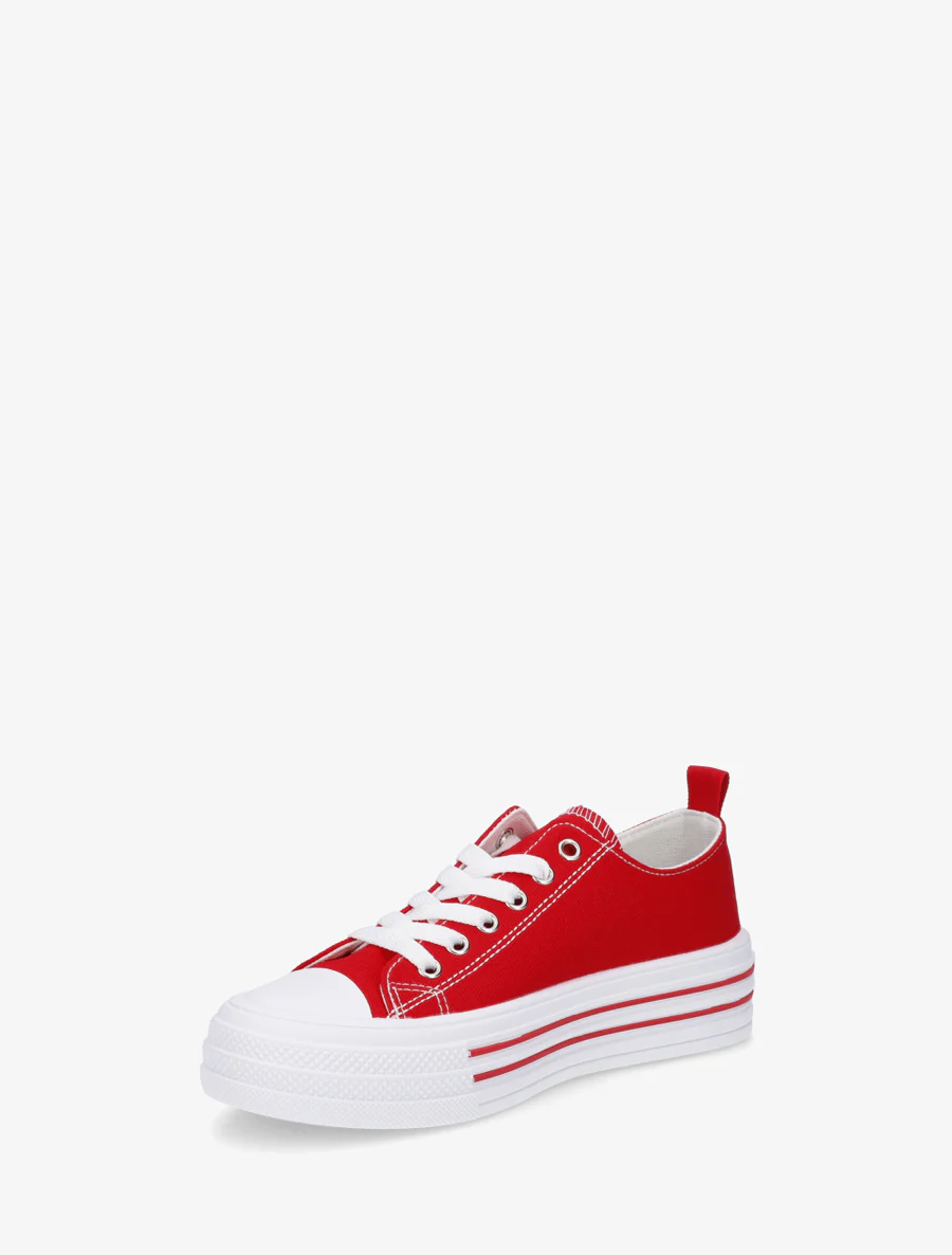 Canvas tennisschoenen met rubberen zool - Rood - Image 3