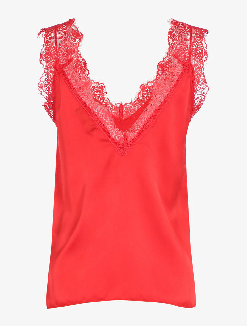 Caraco met kanten details - rood - Image 2
