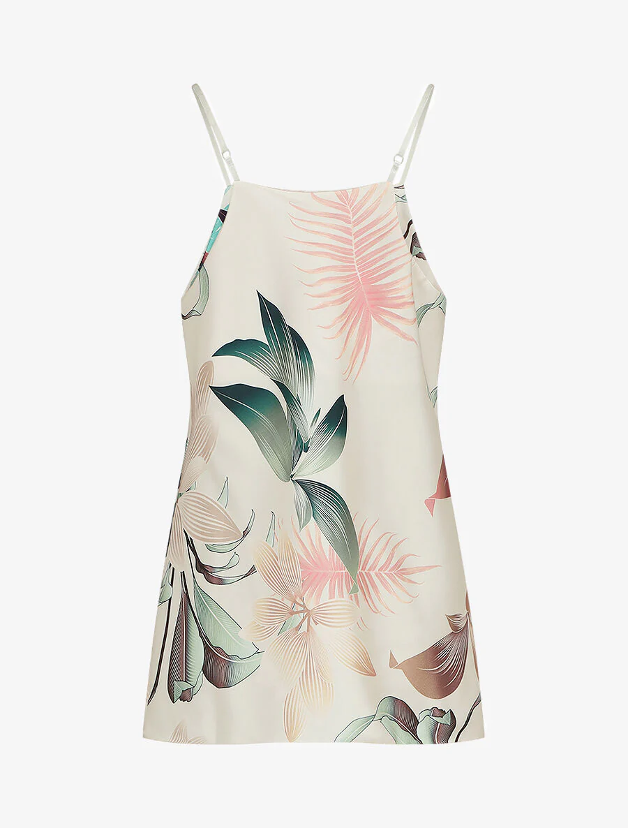 Satijnen hemdje met tropische print - Beige - Image 2