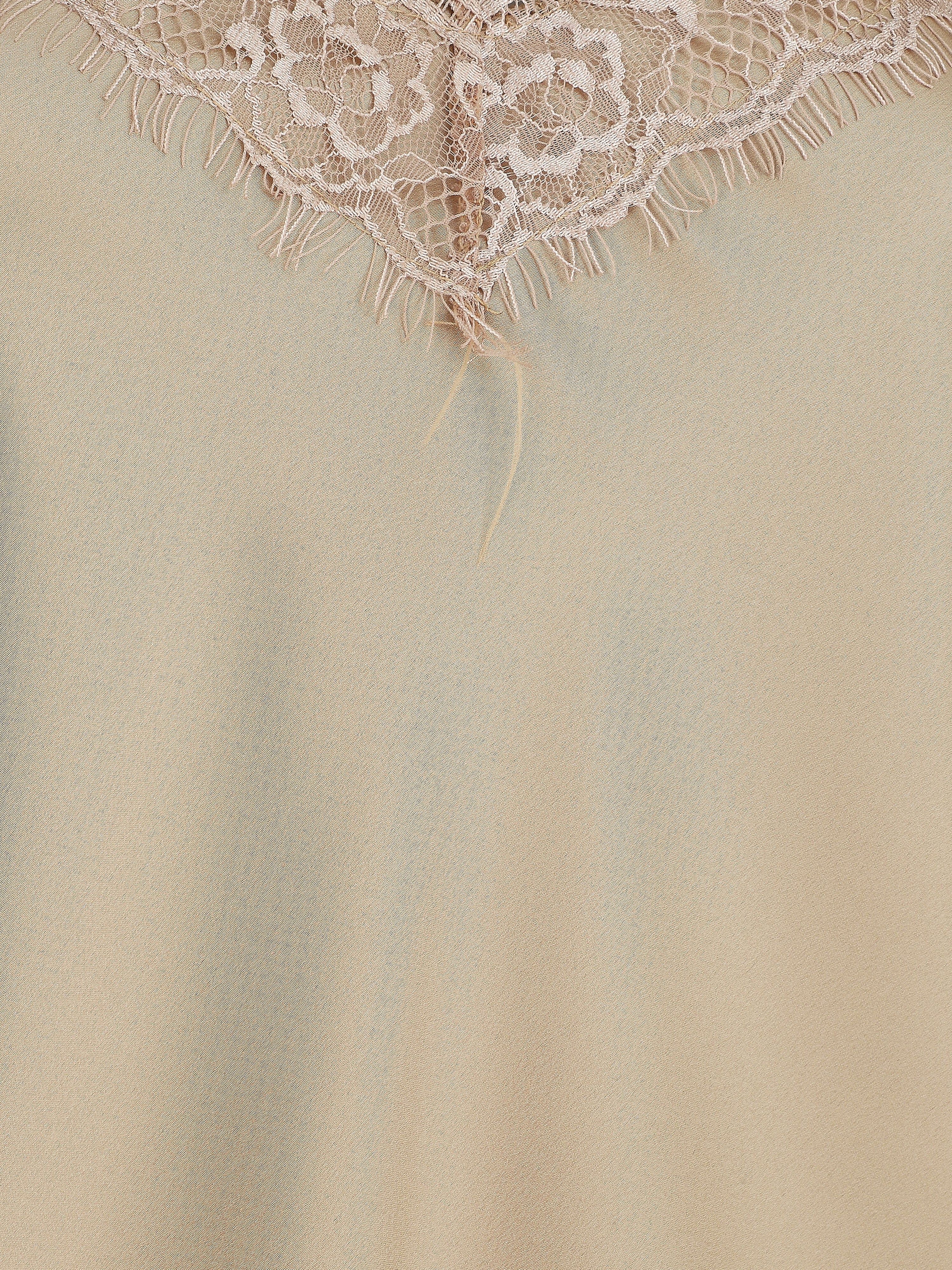 Satijnen caraco met kant - Beige - Image 3