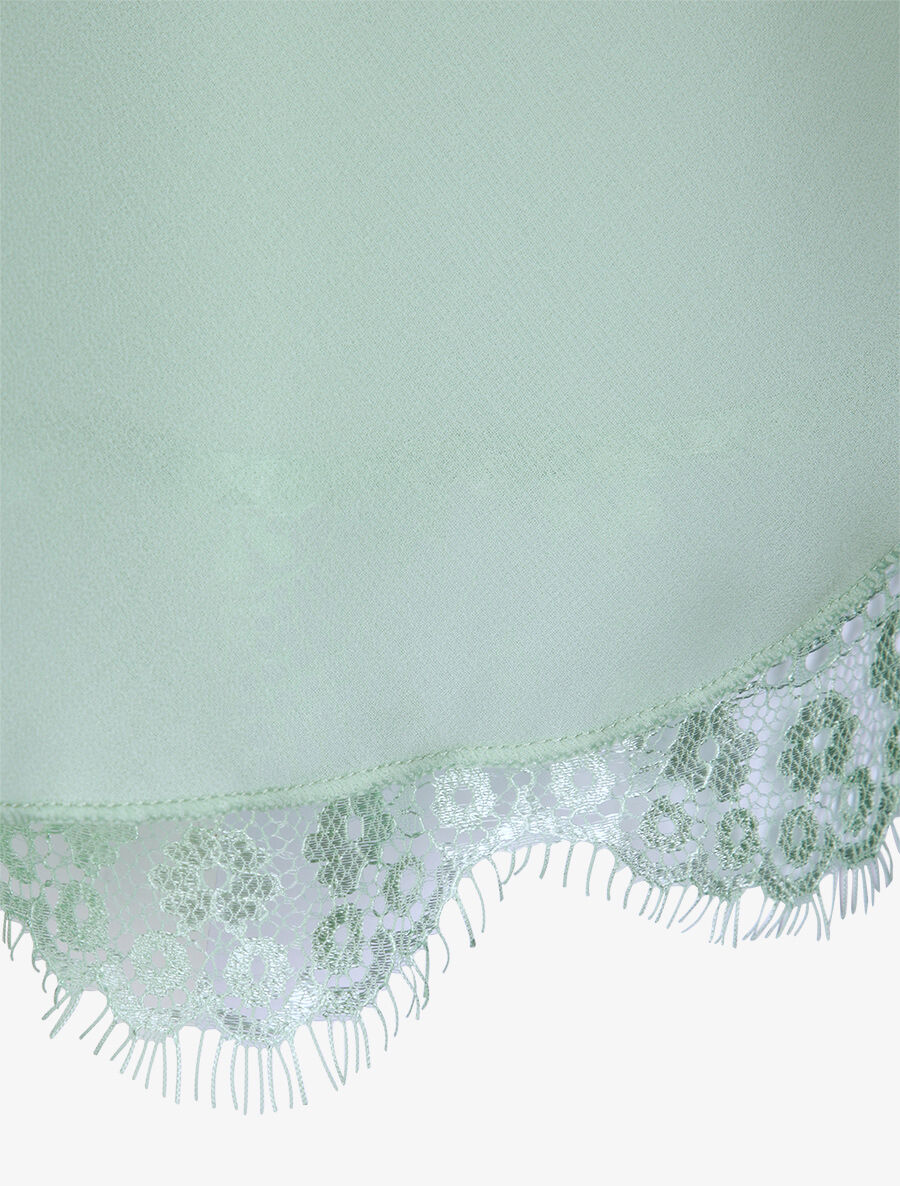 Effen caraco met gekruiste bandjes en kanten detail - Watergroen - Image 3