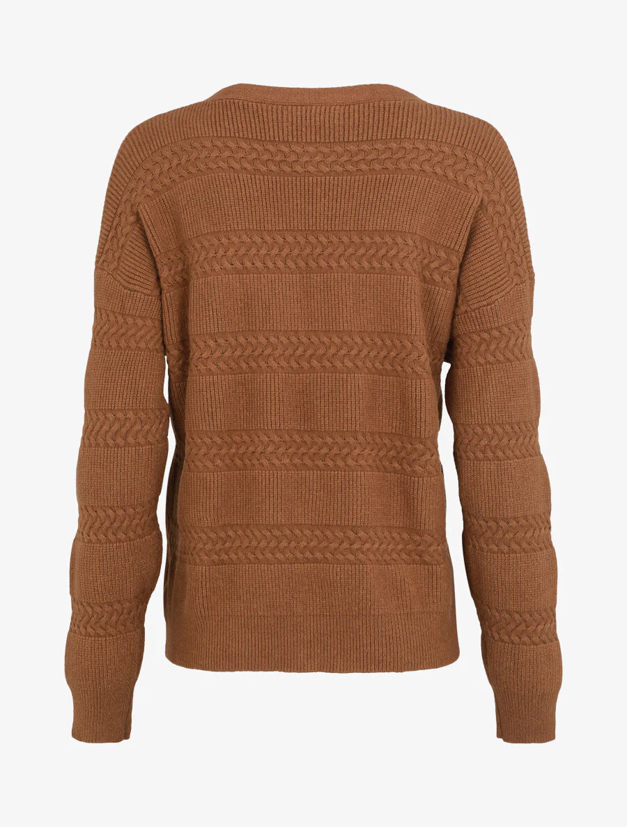 Effen cardigan met vierkante snit en getextureerd effect - Bruin - Image 2