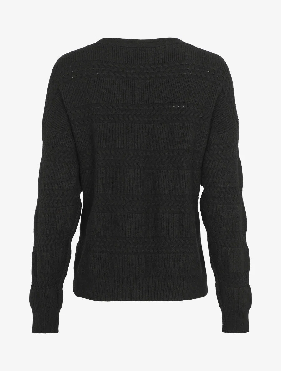 Effen cardigan met vierkante snit en getextureerd effect - Zwart - Image 2