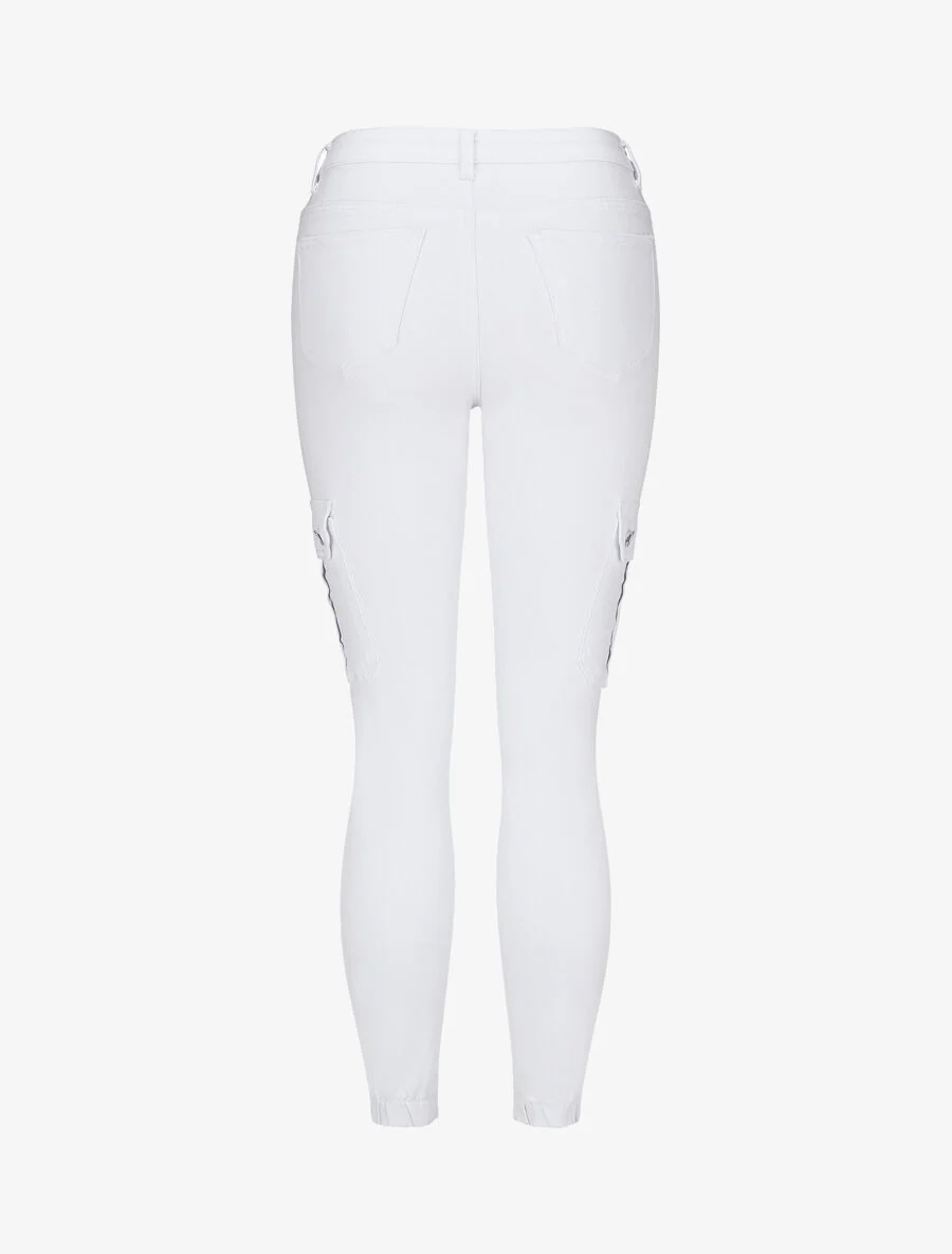 Cargo jeans met elastische randen. skinny fit - wit - Image 2
