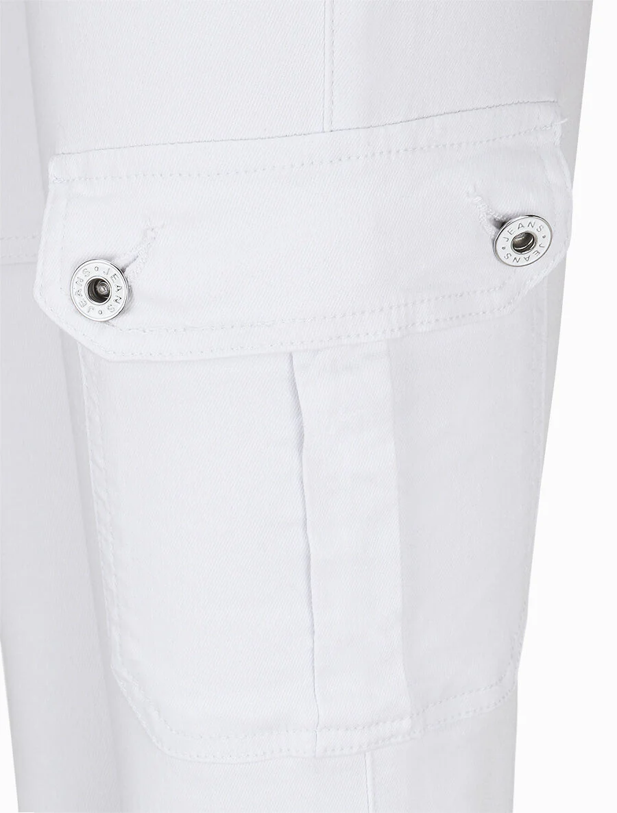 Cargo jeans met elastische randen. skinny fit - wit - Image 3