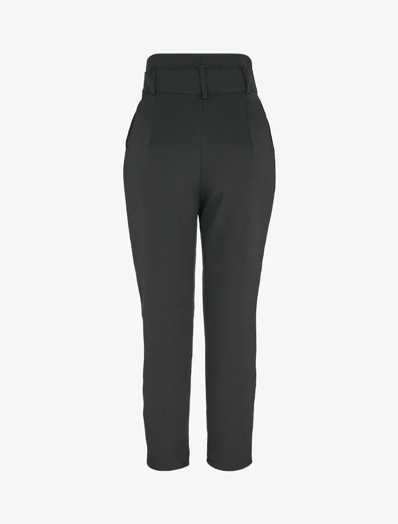 Carrot-fit 7/8 broek met geplooide empire taille - Zwart - Image 2