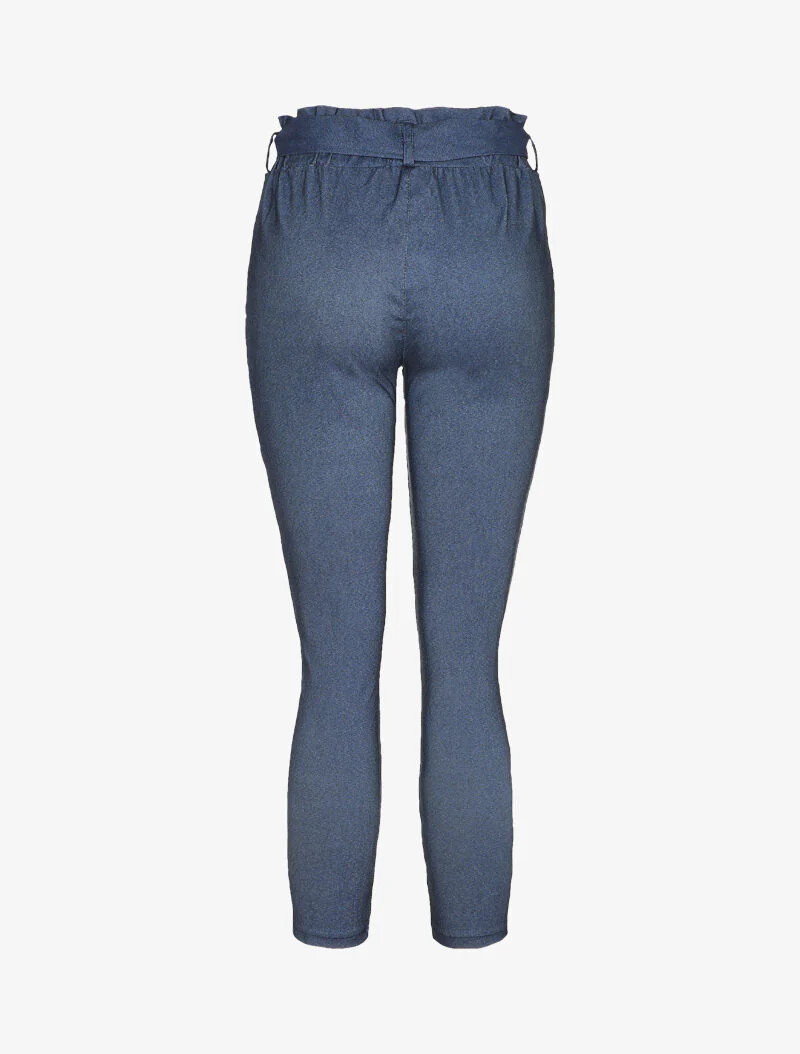 Carrotbroek met elastische en geplooide taille - Jeansblauw - Image 2