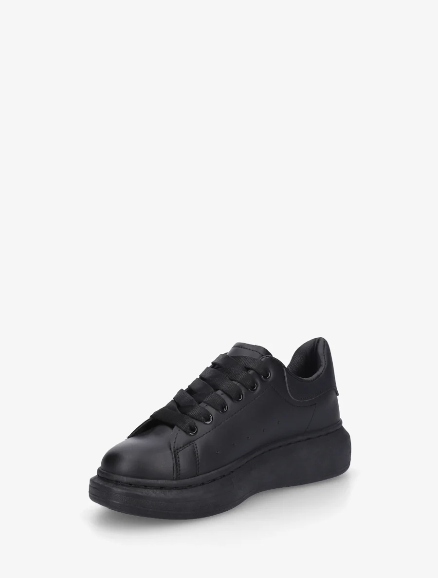 Casual sneakers in imitatieleer - Zwart - Image 3