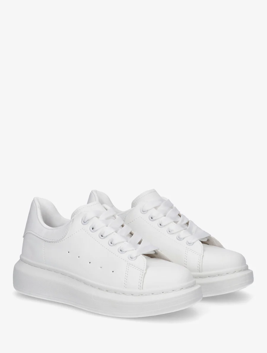 Casual sneakers in imitatieleer - Wit - Image 4