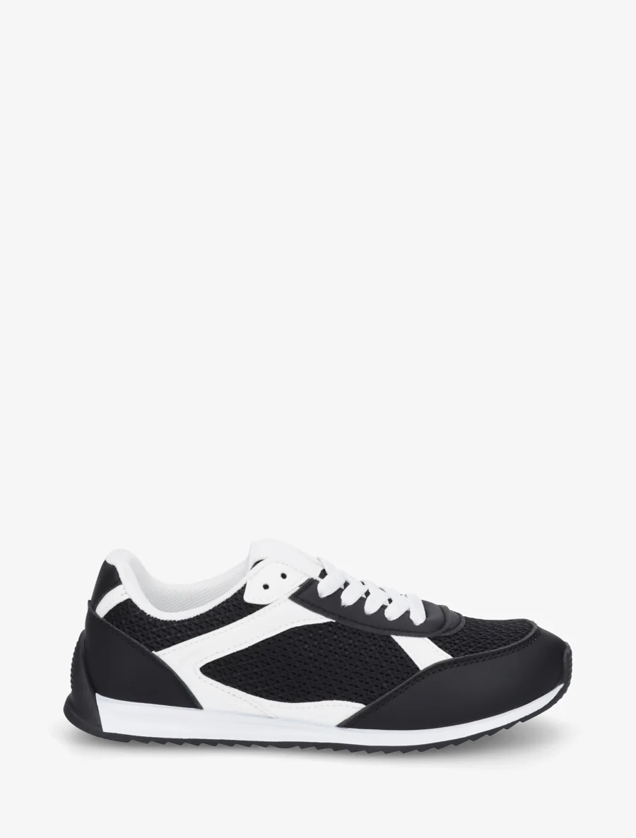 Casual sneakers van stof en imitatieleer - Zwart