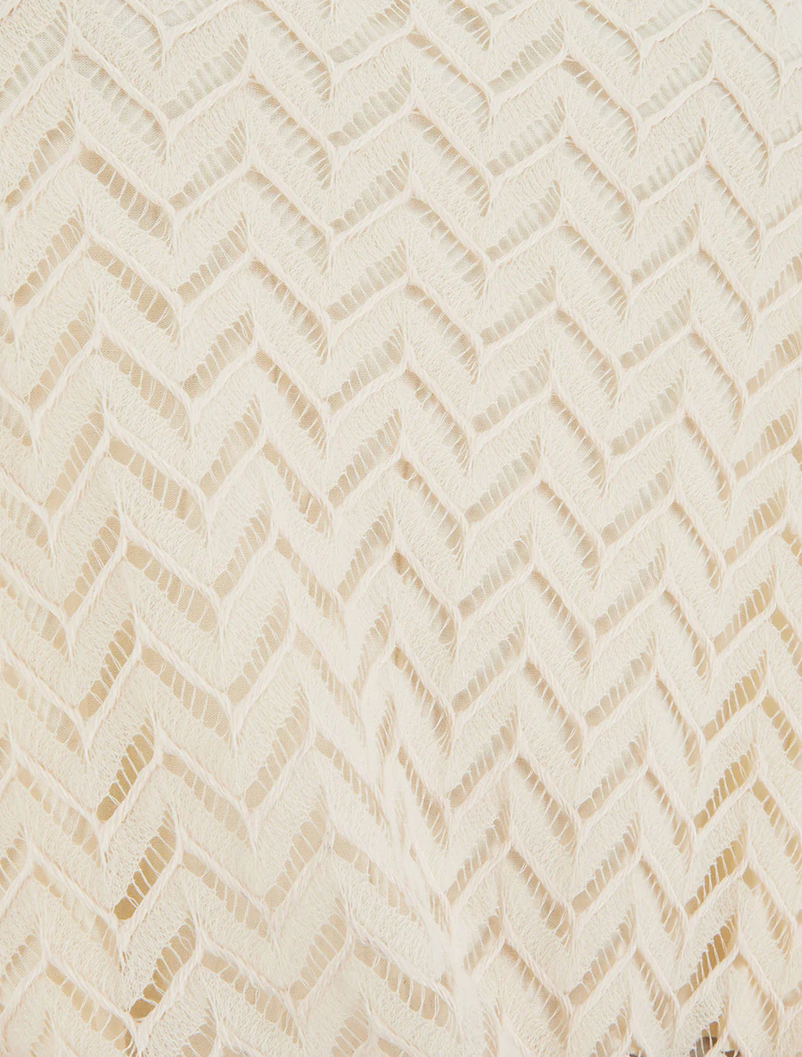 Chevron stijl gebreide top met korte mouwen - Beige - Image 3
